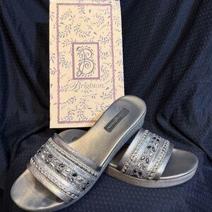 Brighton “Tactic” Metallic Slide Sandals